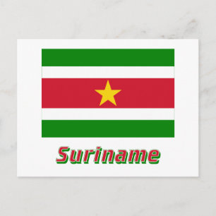 Postal Bandera de Surinam con nombre