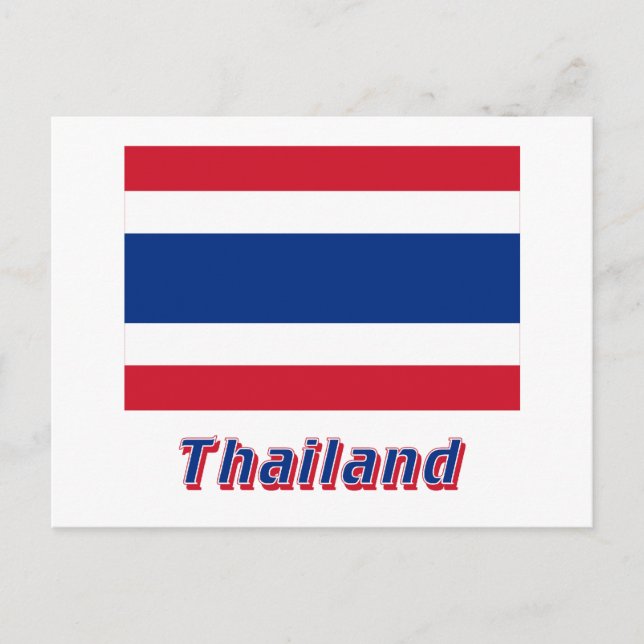 Postal Bandera de Tailandia con nombre (Anverso)