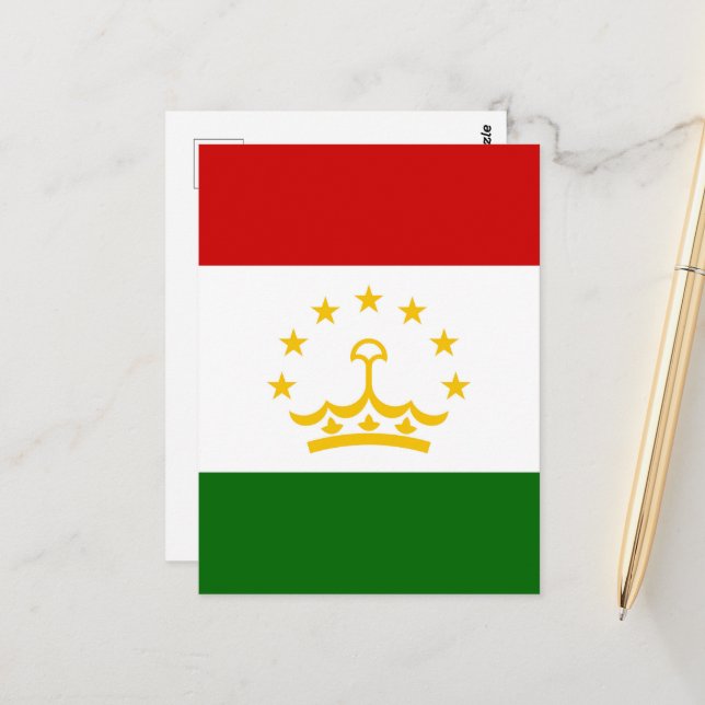 Postal Bandera de Tayikistán (Anverso/Reverso In Situ)