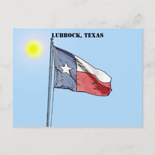 Postal Bandera de Tejas, Lubbock, Tejas (Anverso)