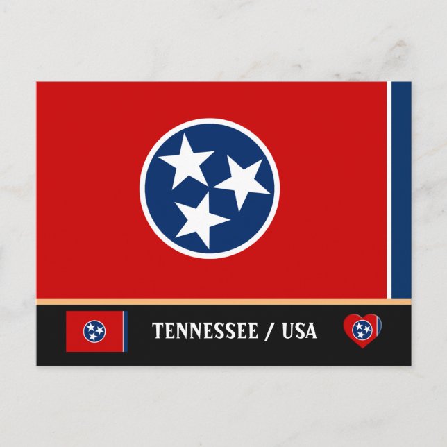 Postal Bandera de Tennessee y estado de Tennessee EE. UU. (Anverso)