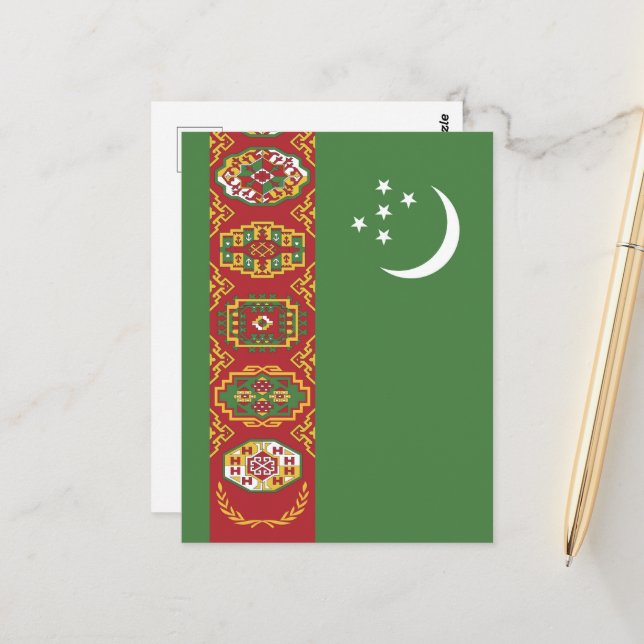 Postal Bandera de Turkmenistán (Anverso/Reverso In Situ)