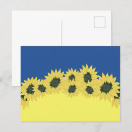 Postal Bandera de Ucrania con girasoles