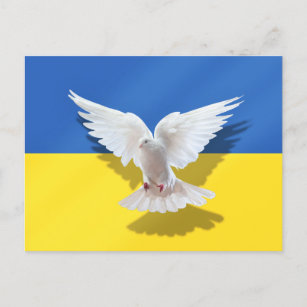 Postal Bandera de Ucrania postcarta la paloma de la paz -