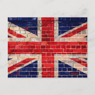 Postal Bandera de Union Jack del Reino Unido en una pared