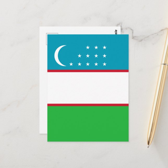Postal Bandera de Uzbekistán (Anverso/Reverso In Situ)