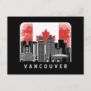 Postal Bandera de Vancouver Canada Skyline Vintage