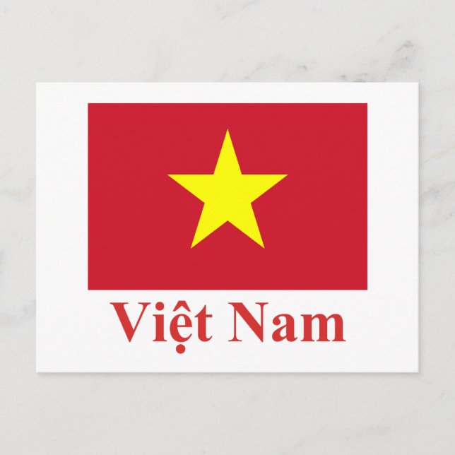Postal Bandera de Vietnam con nombre en vietnamita (Anverso)