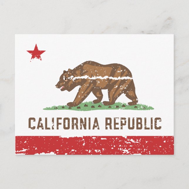Postal Bandera de Vintage CALIFORNIA (Anverso)