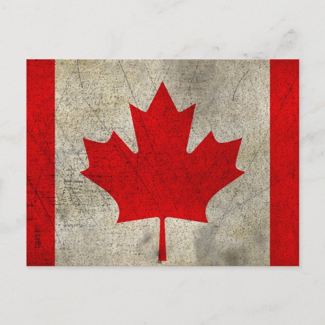 Postal Bandera de VINTAGE DISTRIBUIDA DE Canada GRUNGE (Anverso)