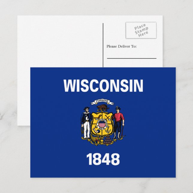 Postal Bandera de Wisconsin, Bandera de Wisconsin (Anverso / Reverso)