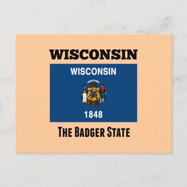 Postal Bandera de Wisconsin, el estado Badger (Anverso)