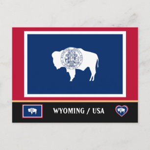 Postal Bandera de Wyoming y Wyoming Estados Unidos / Amér