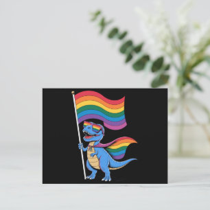 Postal Bandera del arcoíris LGBT Orgullo Gay Dinosaurio 