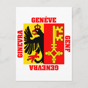Postal Bandera del cantón de Ginebra Suiza