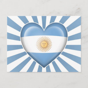 Postal Bandera del Corazón Argentino con Estrella