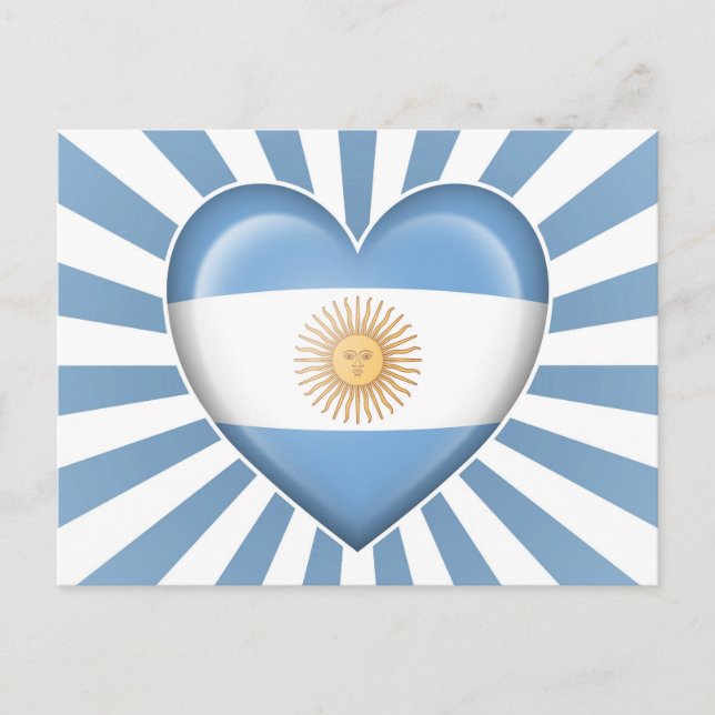 Postal Bandera del Corazón Argentino con Estrella (Anverso)