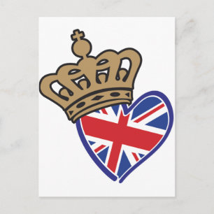 Postal Bandera del corazón de la Corona Real del Reino Un