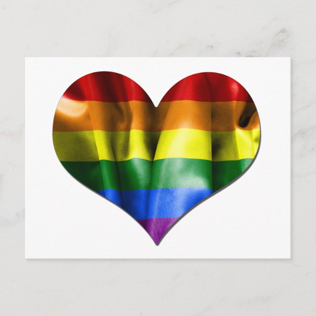 Postal Bandera del corazón del orgullo gay (Anverso)