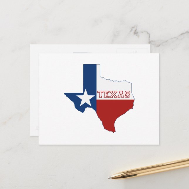 Postal Bandera del Estado con forma de Texas Estrella roj (Anverso/Reverso In Situ)
