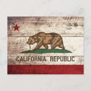 Postal Bandera del estado de California sobre viejo grano