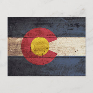 Postal Bandera del estado de Colorado en antiguo grano de