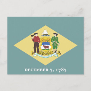 Postal Bandera del Estado de Delaware El Primer Estado Es