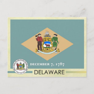 Postal Bandera del Estado de Delaware y precinto