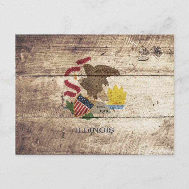 Postal Bandera del estado de Illinois en grano de vieja m (Anverso)