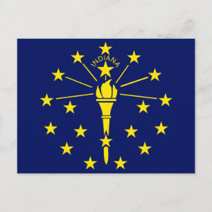 Postal Bandera del estado de Indiana: Antorcha azul y dor