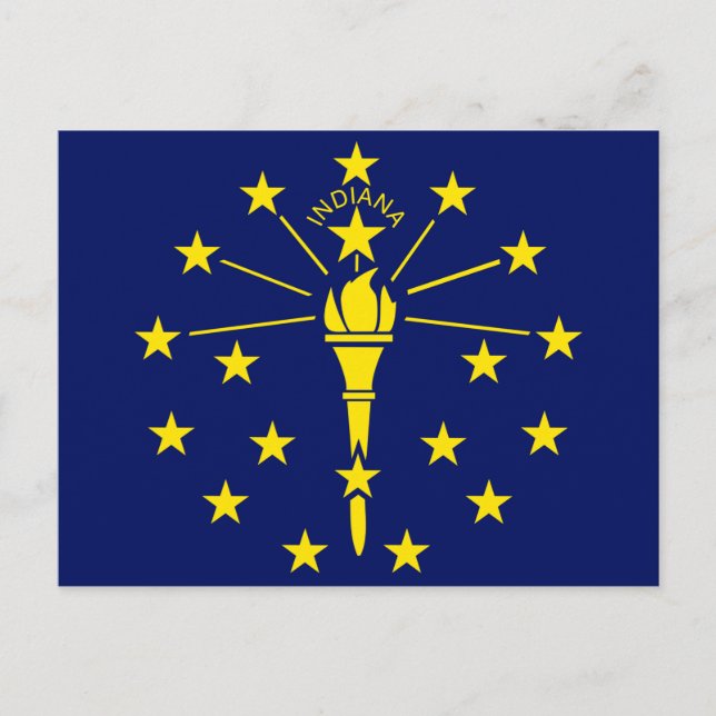 Postal Bandera del estado de Indiana: Antorcha azul y dor (Anverso)