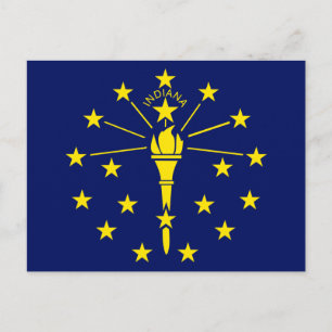 Postal Bandera del estado de Indiana de antorcha y estrel