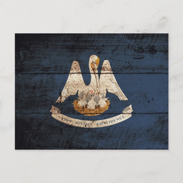 Postal Bandera del estado de Louisiana en grano de madera (Anverso)