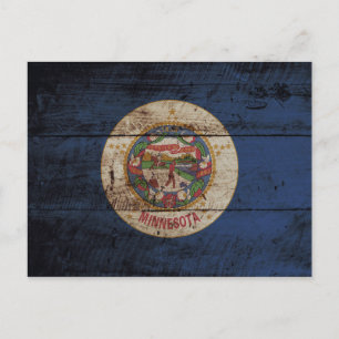 Postal Bandera del estado de Minnesota sobre antigua text