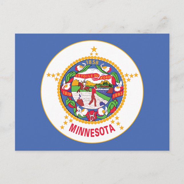 Postal Bandera del Estado de Minnesota Tierra de los 1000 (Anverso)