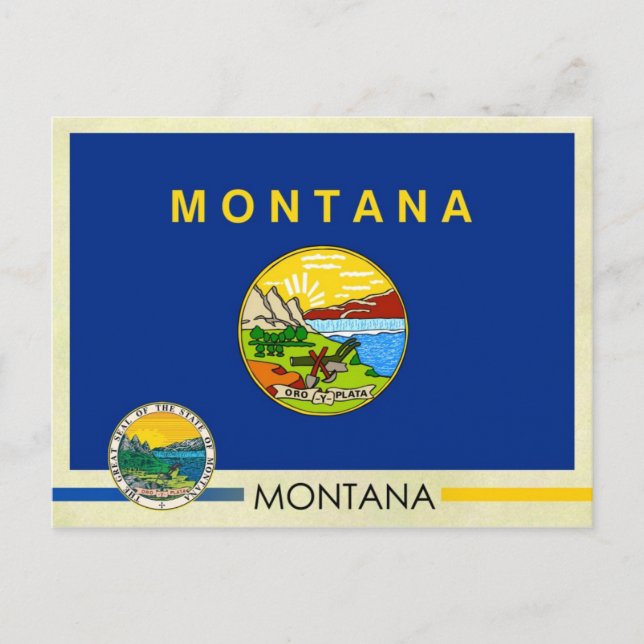 Postal Bandera del Estado de Montana y Sello (Anverso)