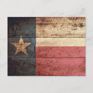 Postal Bandera del Estado de Texas sobre grano de madera 