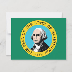 Postal Bandera del estado de Washington Campo verde retra