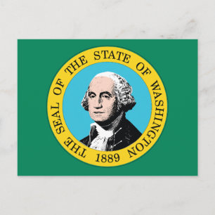 Postal Bandera del estado de Washington Campo verde retra