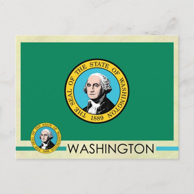 Postal Bandera del Estado de Washington y precinto (Anverso)