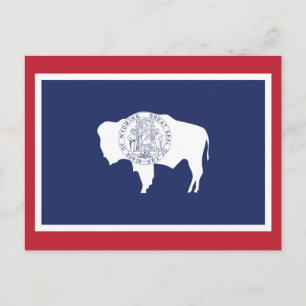 Postal Bandera del Estado de Wyoming Bisonte Borde Rojo