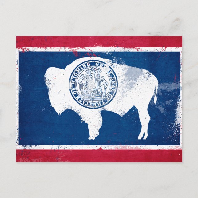 Postal Bandera del Estado Wyoming en peligro (Anverso)
