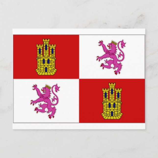 Postal Bandera del León de Castilla de España (Anverso)