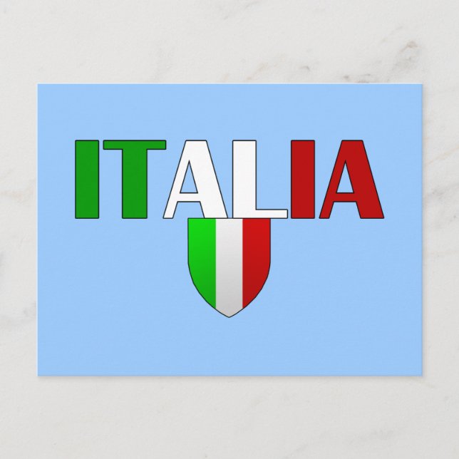 Postal Bandera del logo de Italia escudo para italianos (Anverso)