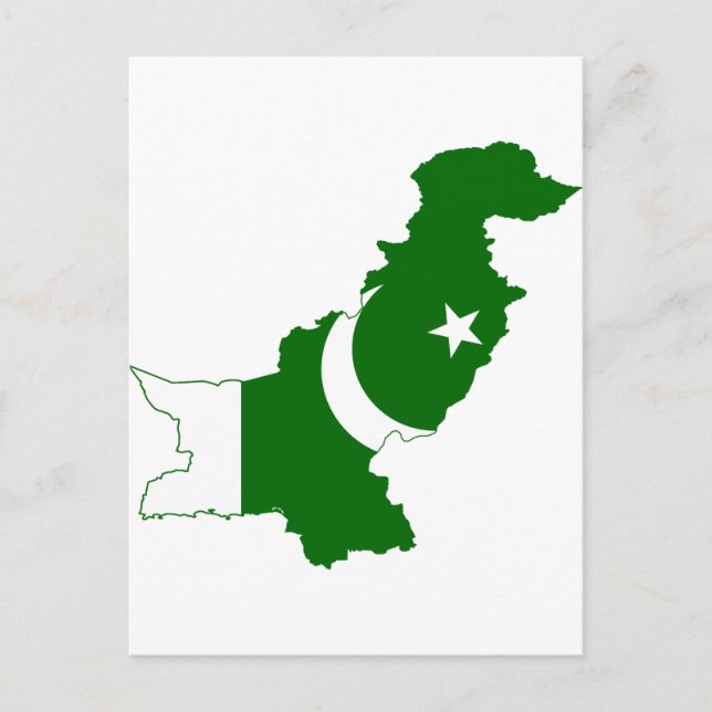 Postal Bandera del mapa de Pakistán (Anverso)