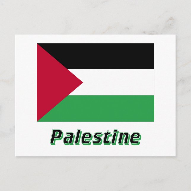 Postal Bandera del movimiento palestino con nombre (Anverso)
