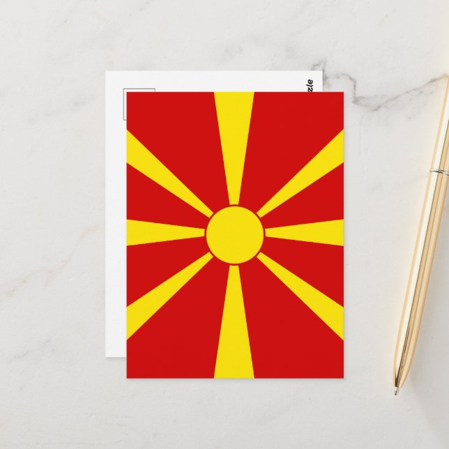 Postal Bandera del Norte de Macedonia (Anverso/Reverso In Situ)