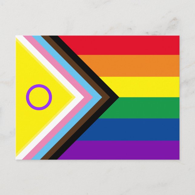 Postal Bandera del Orgullo del Progreso Intersexual (Anverso)