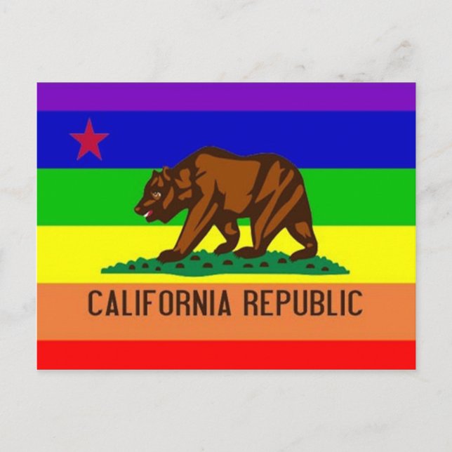 Postal Bandera del Orgullo Gay de California (Anverso)