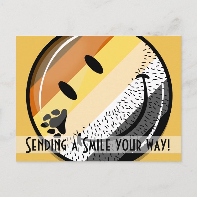 Postal Bandera del Orgullo Gay Feliz con Cabecera Gracios (Anverso)